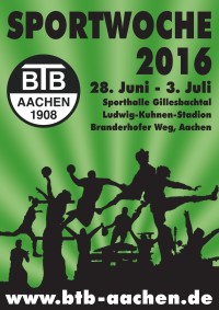 Plakat der 33. BTB-Sportwoche 2016 vom 28.06. bis 03.07.2016