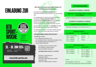 BTB-Sportwoche 2024 - Flyer mit Anmeldung